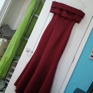 Burgundy off the shoulder gown